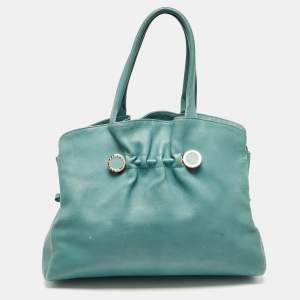 Bvlgari Light Blue Leather Twist Tote