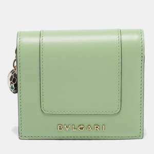 Bvlgari Mint Green Leather Serpenti Forever Trifold Wallet