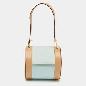 Bvlgari Tan/Light Blue Fabric B.Zero1 Shoulder Bag