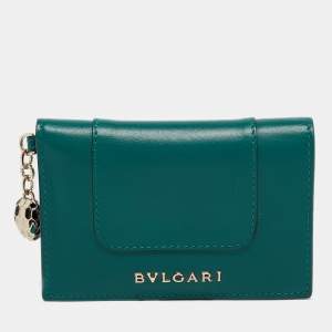 Bvlgari Green Leather Serpenti Forever Bifold Card Case