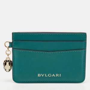 Bvlgari Green Leather Serpenti Forever Card Holder