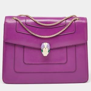 Bvlgari Magenta Pink Leather Large Serpenti Forever Shoulder Bag