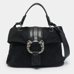 Bvlgari Black Canvas and Leather Leoni Shoulder Bag