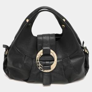 Bvlgari Black Leather Chandra Hobo