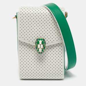 Bvlgari x Casablanca White/Green Perforated Leather Apres Tennis Crossbody Bag