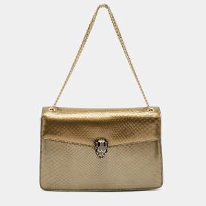 Bvlgari Olive Green Medium Serpenti Forever Flap Shoulder Bag