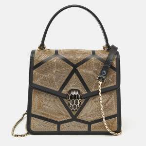 Bvlgari Black Million Chain Leather Small Serpenti Forever Top Handle Bag