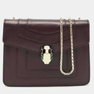 Bvlgari Plum Leather Small Serpenti Forever Shoulder Bag