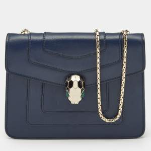 Bvlgari Navy Blue Leather Small Serpenti Forever Crossbody Bag