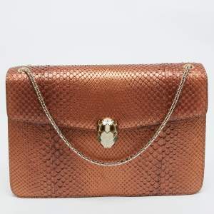 Bvlgari Bronze Python Medium Limited Edition 23/30 Serpenti Forever Shoulder Bag