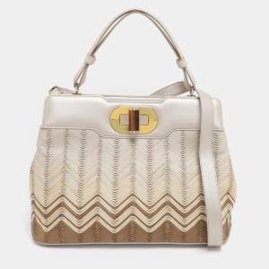 Bvlgari Beige/Brown Leather Isabella Rossellini Top Handle Bag
