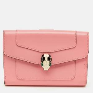مملوكة مسبقًا Bvlgari Serpenti Forever Pink Leather French Wallet