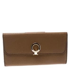 Bvlgari Brown Leather Trifold Wallet