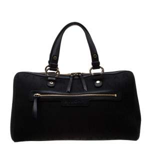Bvlgari Black Logo Canvas Satchel