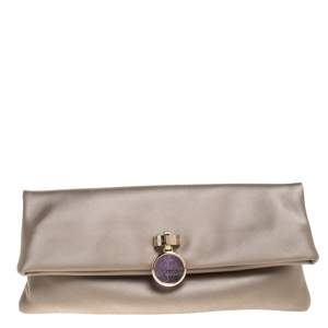 Bvlgari Beige Satin Monete Clutch