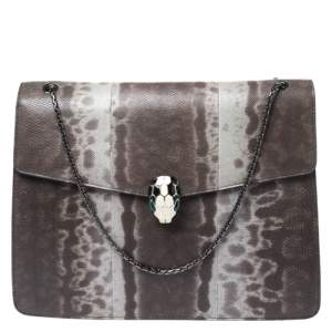 Bvlgari Grey Karung Large Serpenti Forever Shoulder Bag 