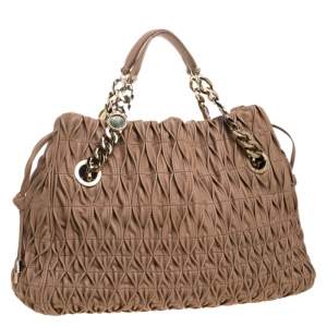 Bvlgari Nude Beige Willow Matelassé Leather Monete Tote