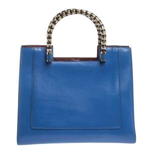 Bvlgari Blue/Maroon Leather Serpenti Scaglie Tote