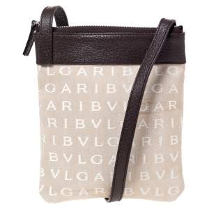 Bvlgari Brown/Beige Mania Canvas and Leather Crossbody Bag
