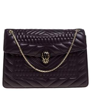 Bvlgari Purple Quilted Scaglie Leather Medium Serpenti Forever Shoulder Bag