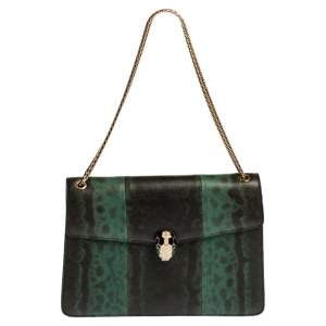 Bvlgari Green Karung Medium Serpenti Forever Shoulder Bag