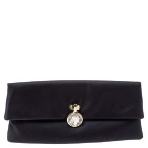 Bvlgari Black Satin Monete Clutch