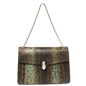 Bvlgari Green Karung Medium Serpenti Forever Shoulder Bag