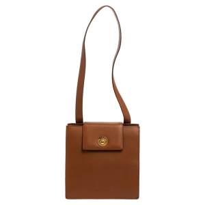 Bvlgari Brown Leather 3 Gussets Shoulder Bag