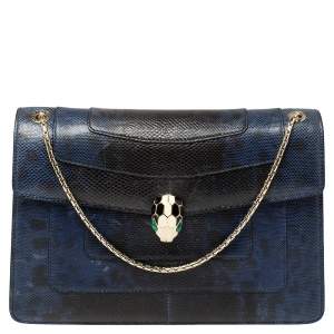 Bvlgari Blue Karung Medium Serpenti Forever Flap Shoulder Bag