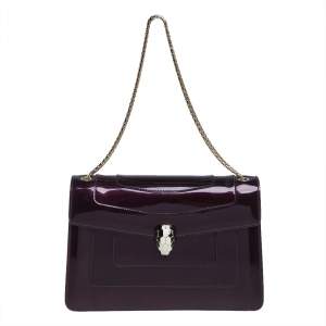 Bvlgari Purple Patent Leather Medium Serpenti Forever Shoulder Bag