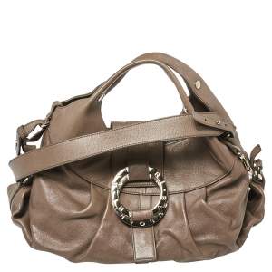 Bvlgari Dark Beige Leather Chandra Hobo