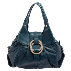 Bvlgari Teal Leather Chandra Hobo