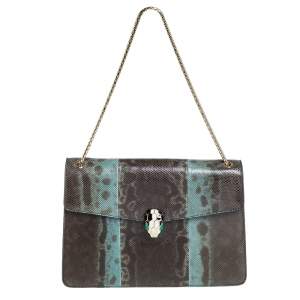Bvlgari Green Karung Medium Serpenti Forever Shoulder Bag