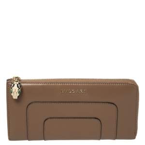 Bvlgari Beige Leather Serpenti Forever Wallet