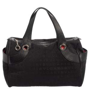 Bvlgari Black Monogram Canvas and Leather Satchel