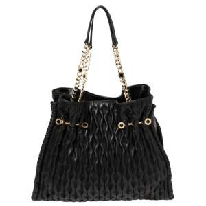 Bvlgari Black Matelassé Leather Twistino Tina Tote