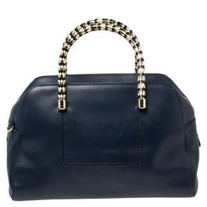 Bvlgari Blue Leather Serpenti Scaglie Bowler Bag