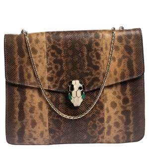 Bvlgari Beige/Brown Karung Serpenti Forever Flap Shoulder Bag
