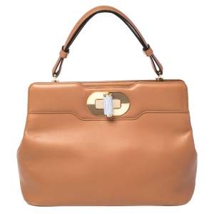 Bvlgari Tan Leather Isabella Rossellini Top Handle Bag