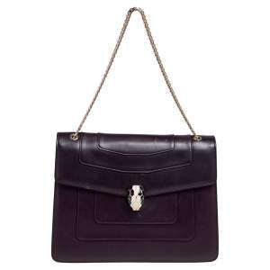 Bvlgari Plum Leather Large Serpenti Forever Shoulder Bag