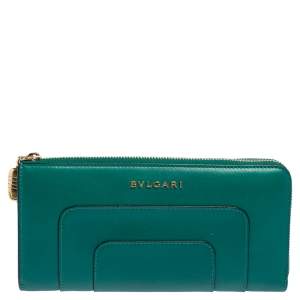 Bvlgari Green Leather Serpenti Forever Wallet
