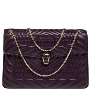 Bvlgari Purple Quilted Scaglie Leather Medium Serpenti Forever Shoulder Bag