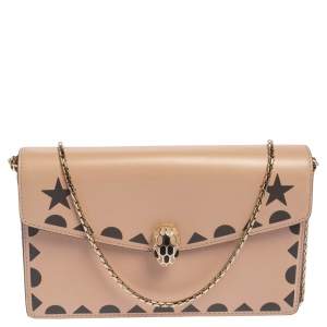 Bvlgari Black/Beige Leather Serpenti Forever Shoulder Bag
