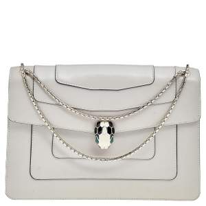 Bvlgari White Leather Medium Serpenti Forever Shoulder Bag