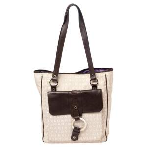 Bvlgari Brown/Beige Signature Canvas and Leather Tote 