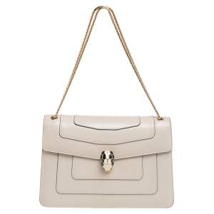 Bvlgari Cream Leather Medium Serpenti Forever Shoulder Bag