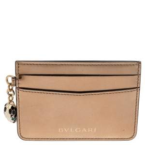 Bvlgari Metallic Gold Leather Serpenti Forever Card Holder