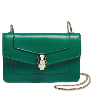 Bvlgari Green Leather Mini Serpenti Forever Crossbody Bag