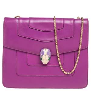 Bvlgari Purple Leather Small Serpenti Forever Shoulder Bag