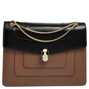 Bvlgari Two Tone Leather Large Serpenti Forever Shoulder Bag